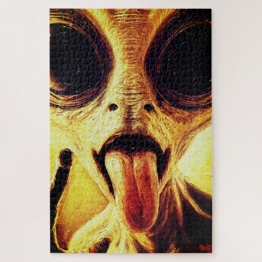 Speelse buitenaardse portret in olieverf legpuzzel (Verticaal)
