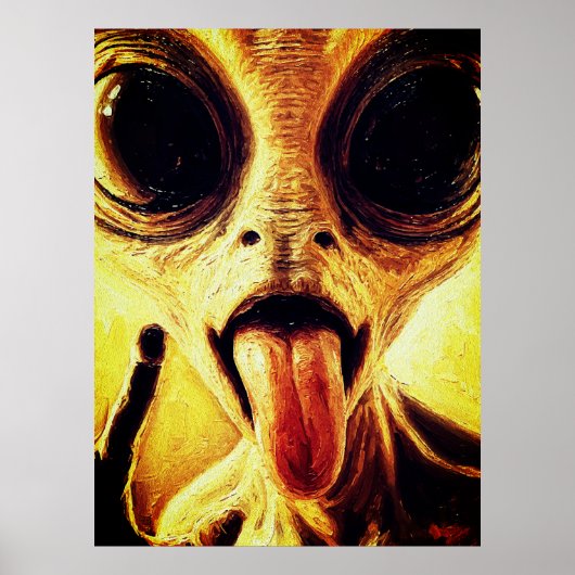 Speelse buitenaardse portret in olieverf poster (Voorkant)