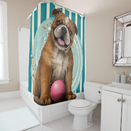 Speelse Bulldog Douchegordijn