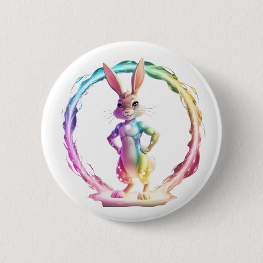 Speelse Bunny Bliss Ronde Button 5,7 Cm (Voorkant)