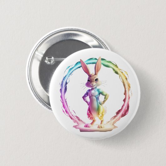 Speelse Bunny Bliss Ronde Button 5,7 Cm (Voorkant /achterkant)