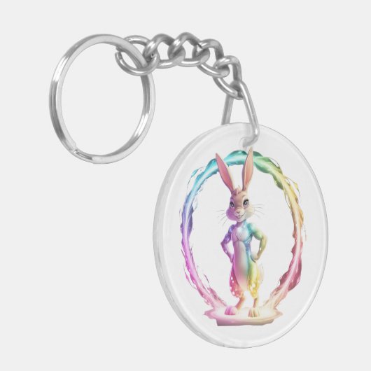 Speelse Bunny Bliss Sleutelhanger (Voorkant Links)