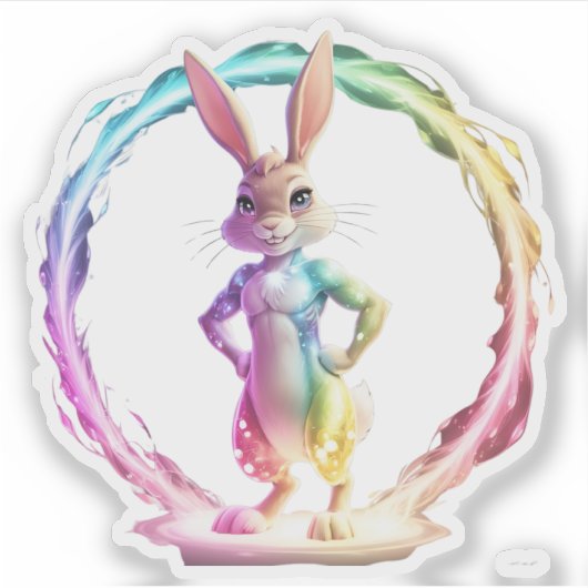 Speelse Bunny Bliss Sticker (Voorkant)