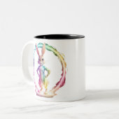 Speelse Bunny Bliss Tweekleurige Koffiemok (Voorkant links)