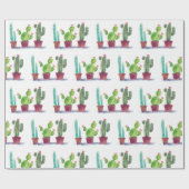 Speelse Cactus Art Wrapping Paper Cadeaupapier (Vlak)