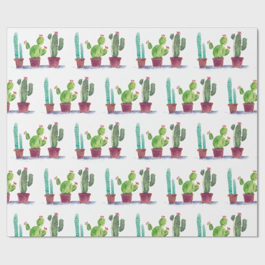 Speelse Cactus Art Wrapping Paper Cadeaupapier (Vlak)
