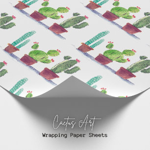 Speelse Cactus Art Wrapping Paper Cadeaupapier