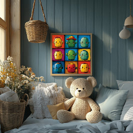 Speelse Cactus Karakter Rooster voor Kinderkamer D Poster