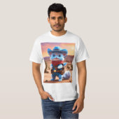 Speelse Cactus Sombrero Sticker T-shirt – Desert (Voorkant volledig)