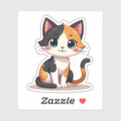 Speelse Calico Cat – Kawaii Chibi Style Sticker (Vel)