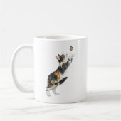 Speelse Calico Kat en Vlinder Aquarel Mok (Links)