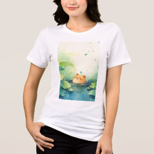 Speelse capybara die uit het water gluurt Tri-Blend shirt
