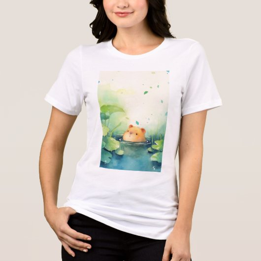 Speelse capybara die uit het water gluurt Tri-Blend shirt (Voorkant)