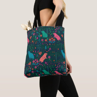 Speelse Capybara in het Bos – Naadloos Tropisch Pa Tote Bag