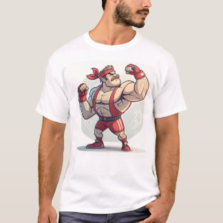Speelse Cartoon Bodybuilder Illustratie T-shirt