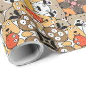 Speelse Cartoon Dog Face Design Cadeaupapier (Rol Hoek)