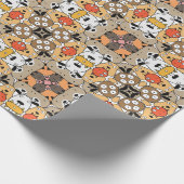 Speelse Cartoon Dog Face Design Cadeaupapier (Hoek)