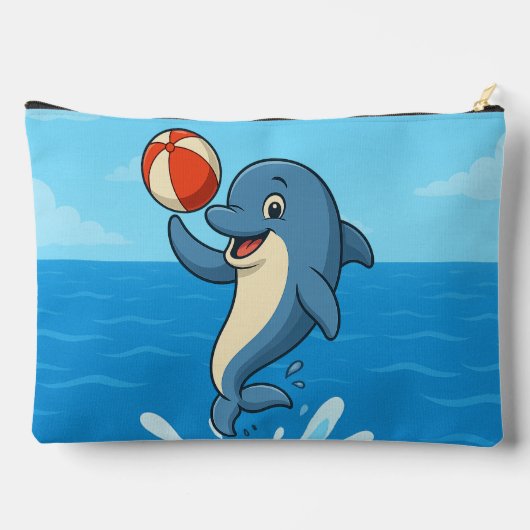 Speelse Cartoon Dolfijn met Strandbal Etui (Achterkant)