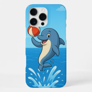Speelse Cartoon Dolfijn met Strandbal iPhone 16 Pro Max Hoesje