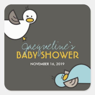 Speelse Cartoon Duck Boy Twins Baby shower Sticker