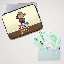 Speelse Cartoon Electric Monkey Custom Naam Laptop Sleeve