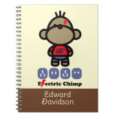 Speelse Cartoon Elektrische Aap Aangepaste Naam Notitieboek (Voorkant)