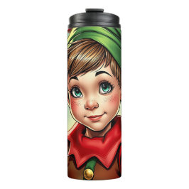 Speelse Cartoon Elf | Kerstmis Thermosbeker