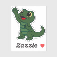 Speelse Cartoon Gecko Sticker Groen