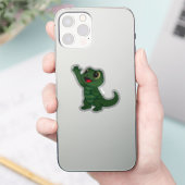 Speelse Cartoon Gecko Sticker Groen (Telefoon)