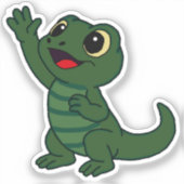 Speelse Cartoon Gecko Sticker Groen (Voorkant)