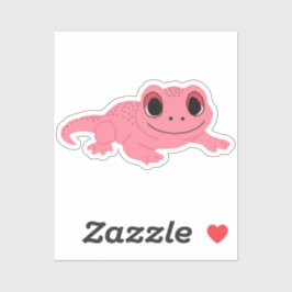 Speelse Cartoon Gecko Sticker Roze