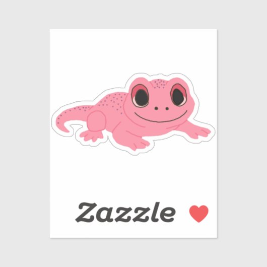 Speelse Cartoon Gecko Sticker Roze (Vel)