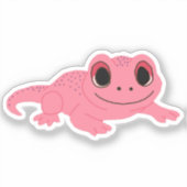 Speelse Cartoon Gecko Sticker Roze (Voorkant)