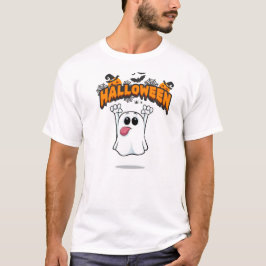 Speelse Cartoon Geest Steekt Tong Uit T-shirt