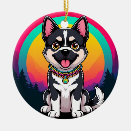 Speelse Cartoon Hond Keramisch Ornament (Voorkant)