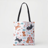 Speelse Cartoon Honden Weide Boodschappentas Tote Bag (Voorkant)