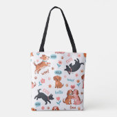 Speelse Cartoon Honden Weide Boodschappentas Tote Bag (Achterkant)