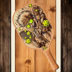 Speelse cartoon karakter gesneden houten textuur pickleball paddle