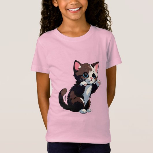 Speelse Cartoon Kitten T-shirt (Voorkant)