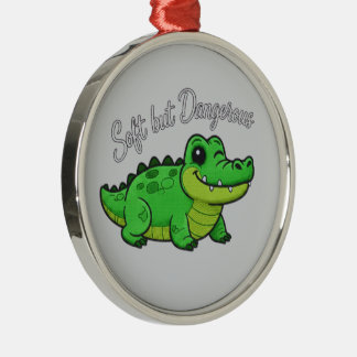 Speelse Cartoon Krokodil - Zachte maar Gevaarlijke Metalen Ornament