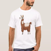 Speelse Cartoon Llama – Bruin & Wit Leuk Dier T-shirt (Voorkant)