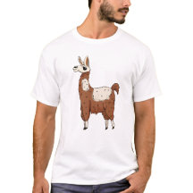 Speelse Cartoon Llama – Bruin & Wit Leuk Dier