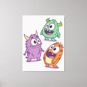 Speelse Cartoon Monsters – Knuffel Karakter Met Gr Canvas Afdruk (Voorkant)