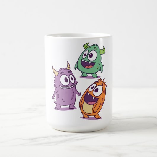 Speelse Cartoon Monsters – Schattigee Big-Eyed per Koffiemok (Center)