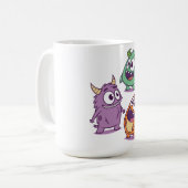 Speelse Cartoon Monsters – Schattigee Big-Eyed per Koffiemok (Voorkant links)