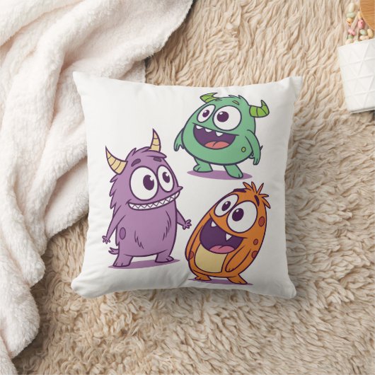 Speelse Cartoon Monsters – Schattigee Big-Eyed per Kussen (Deken)
