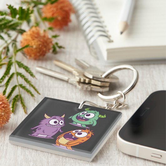 Speelse Cartoon Monsters – Schattigee Big-Eyed per Sleutelhanger (Voorkant Rechts)