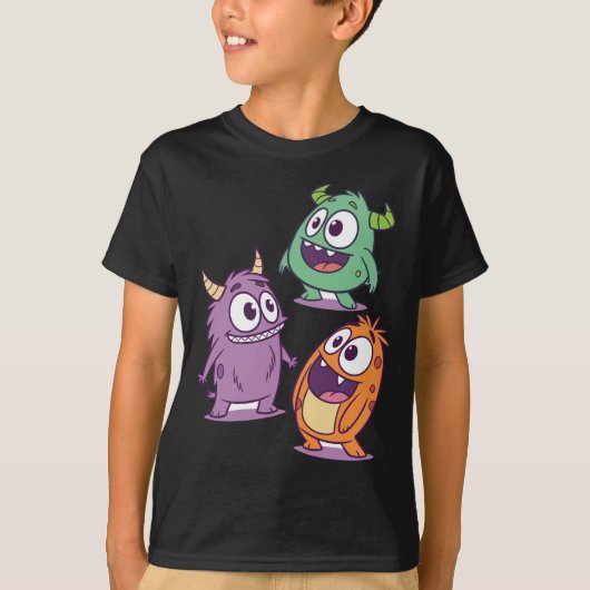 Speelse Cartoon Monsters – Schattigee Big-Eyed per T-shirt (Voorkant)