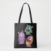 Speelse Cartoon Monsters – Schattigee Big-Eyed per Tote Bag (Voorkant)
