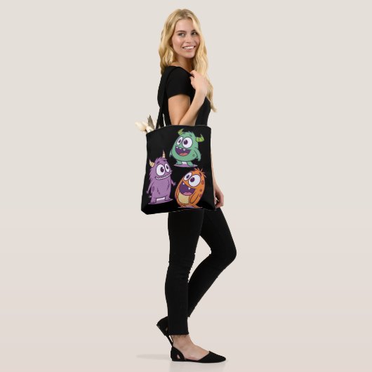 Speelse Cartoon Monsters – Schattigee Big-Eyed per Tote Bag (Op model)